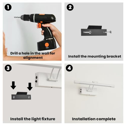 Battery Operated Picture Light for Wall,White 15.7-Inch - color: White, size: 15.7 Inch
