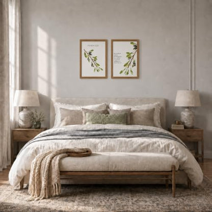 2Pcs Framed Psalm 52:8 Canvas Wall Art Scripture Botanical Deco 16x12 Inch - color: Olive branch, size: 16"L x 12"W