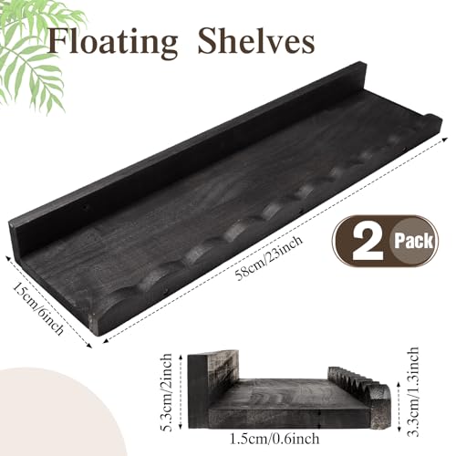 Suzile 2 Pcs Scalloped Floating Wall Shelves,23",Black - color: Black, size: 23"