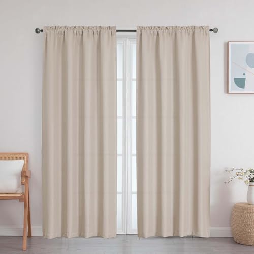 Linen Curtains for Bedroom Living Room 72 Inches Long 2 Panels Set, Soft Airy Solid Faux Linen Textured Light Filtering Rod Pocket Door Curtain, Linen, 2 Pcs Each 40Wx72L Inch - color: Linen, size: 40"W x 72"L (Pack of 2)