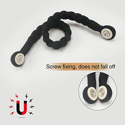 Magnetic Soft Curtain Tiebacks Rope Cotton Window Curtain Holdbacks Porlau - color: Black, size: 2 Pack