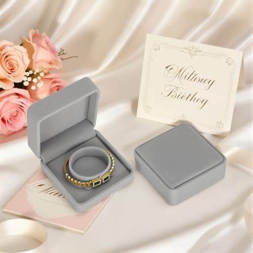 KUKUVR 4 Pcs Velvet Bracelet Gift Box, Jewelry Storage Holder Case for Bangle Anklet beaded bracelet Birthday Anniversary, Gift for Women (Grey) - color: Grey