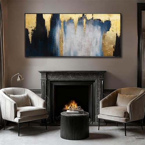 WINKAILIN Extra Large Modern Blue Gold Wall Art for Living Room 32x70 Inch - color: Blue and Gold, size: 70"L x 32"W