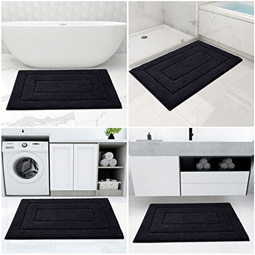 Buganda Microfiber Bathroom Rugs 24x16, Soft Shaggy Absorbent Bath Rugs - color: Black, size: 24" X 16"