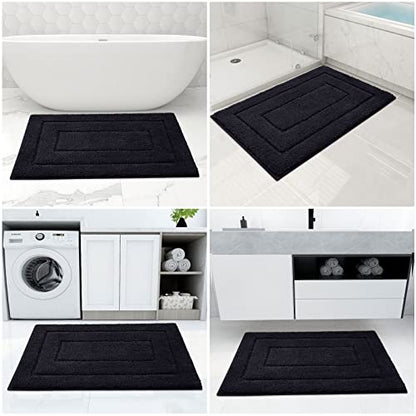 Buganda Microfiber Bathroom Rugs 24x16, Soft Shaggy Absorbent Bath Rugs - color: Black, size: 24" X 16"