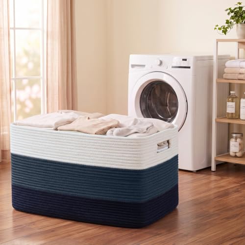 OIAHOMY 108L Extra Large Blanket Basket Dog Toy Basket Gradient Blue - color: Gradient Blue
