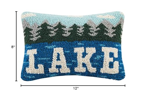 Peking Handicraft 30TG74C12OB Beautiful Lake Hook Pillow, 12-inch Long, Wool and Cotton