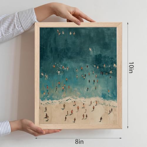 Framed Beach Scene Wall Art Beachy Coastal Canvas Art Prints - color: Beach Art, size: 10"L x 8"W
