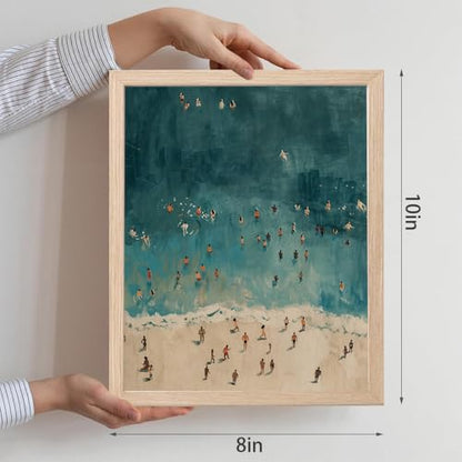 Framed Beach Scene Wall Art Beachy Coastal Canvas Art Prints - color: Beach Art, size: 10"L x 8"W