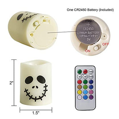 GenSwin Halloween Flameless Votive Candles Color Changing with Remote Timer - color: 6-Ghost Face