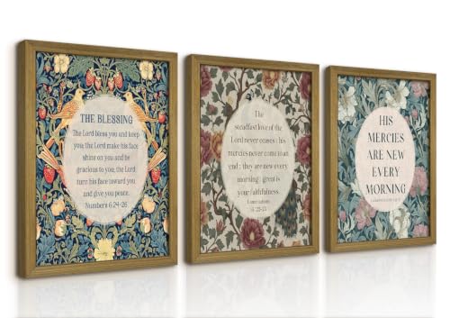 Christian Bible Verse Canvas Wall Art Set of 3, Floral Scripture Framed Poster Collection, Vintage Botanical Painting Print Picture Wall Decor for Bedroom Living Room Prayer Room Farmhouse Home 16x24 Inch - color: Bible Flowers, size: 24"L x 16"W