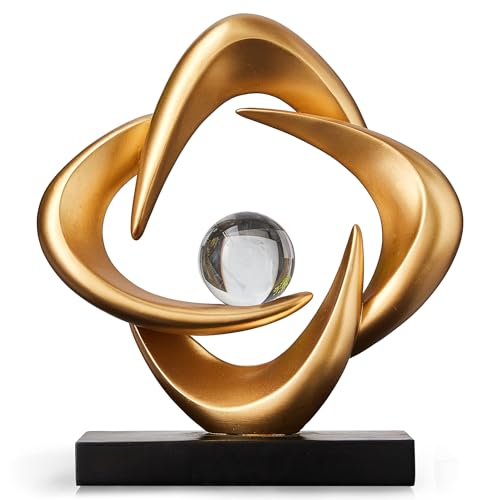 Abstract Art Sculpture, Resin Gold Decorative Statue, Modern White Ornaments for Living Room, Decorativas Modernas for Coffee Table/Entryway/Office Collectibles (Gold) - color: Gold