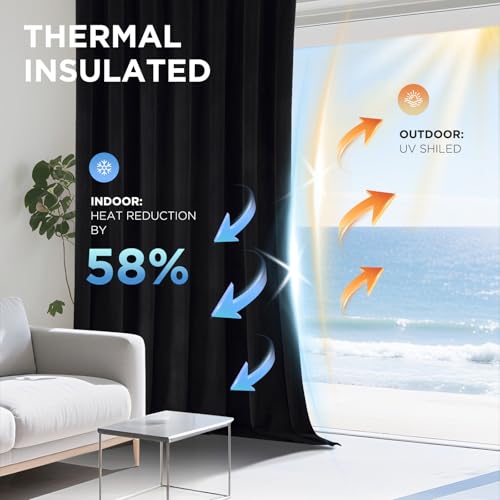 Joydeco Velvet Blackout Curtains 84 Inch Length 2 Panels, Black Out Curtains for Bedroom Living Room, Thermal Insulated Luxury Heavy Duty Drapes, Heat & Light Blocking, Back Tab&Rod Pocket,52"W x 84"L - color: Black, size: 52"W x 84"L (Pack of 2)