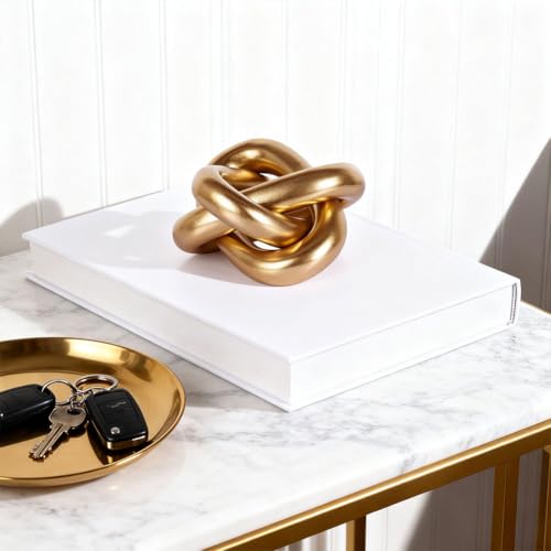 Gold Knot Decor for Coffee Table, Decorative Knot Sculpture Resin Chain Link, Gold Coffee Table Decor Modern Shelf Decor for Living Room, Fireplace Mantel, Entryway Table, Bookshelf Office Desk Accent