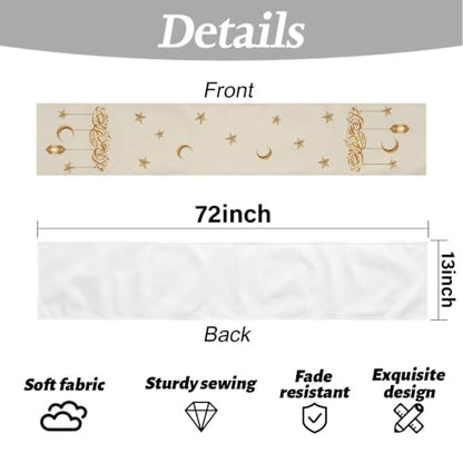 Eid Mubarak Ramadan Table Runner, Golden Crescent Moon Star Lantern Decor - color: Ramadan Kareem