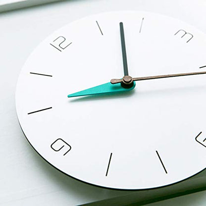Stephanie Imports Modern Minimalist White & Teal Green Silent Wall Clock - color: White & Teal Green