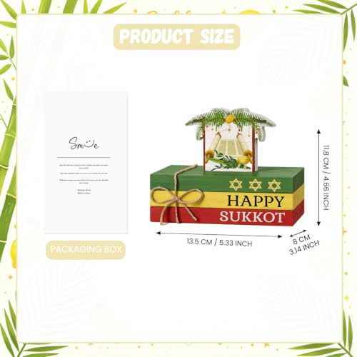 Smile Sukkot Wooden Block Decor, Happy Sukkot Star of David and Sukkah Shelf Tiered Tray Tabletop Signs for Jewish Holiday Decor - style: Sukkot