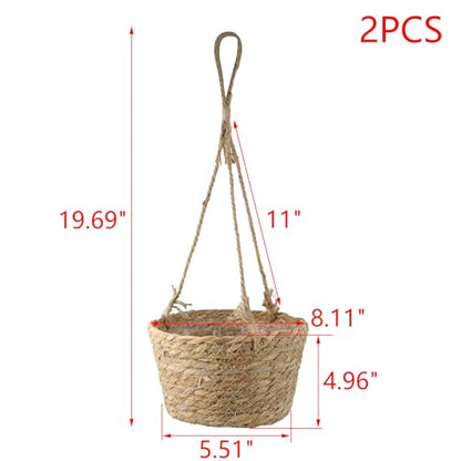 MY MIRONEY 2PCS Hanging Planter Basket, Khaki - size: 8.11" x 4.96"