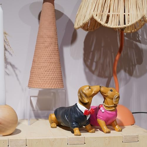 Guichifun Kissing Dachshund Dog Couple Figurines 2 Piece Resin - color: Colorful