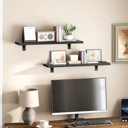HOOBRO Floating Shelves for Wall, 23.6" Wall Mounted Shelves Set of 2 - color: Black, size: 23.6 Inches