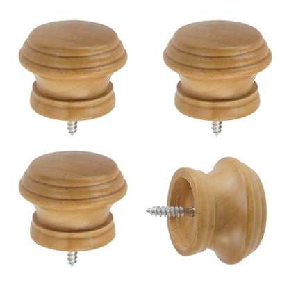 Antrader Finials for Curtain Rods,Wood Curtain Rod Finial,4Pcs - color: Wood Color-4Pcs