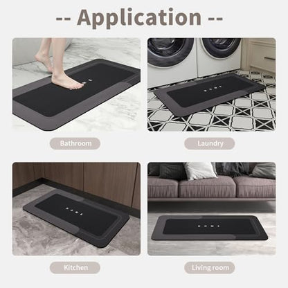 Housego Absorbent Bath Mat, Quick Dry Bath Rug, 16.93x34.65 Inch, Black - color: Black, size: 1'5" x 2'11" (Rectangular)