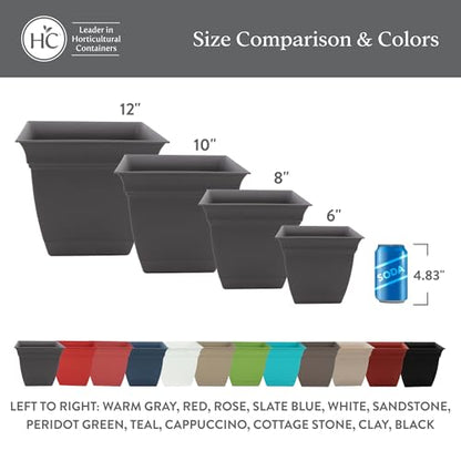 The HC Companies Eclipse Square Planter Pot, 12 Inch, Peridot Green, 2-Pack - color: Peridot Green, size: 12", style: Pack of 2