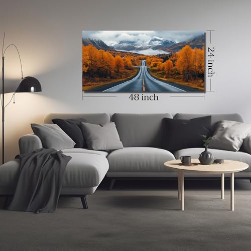 Ouzzlie Tree Wall Art White Art for Living Room - color: brown, size: 48"L x 24"W