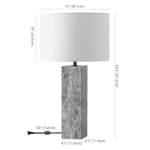 SAFAVIEH Couture Lighting Collection Poloma Grey/White 27-inch Dimmable Table Lamp for Bedroom Living Room Home Office Desk Nightstand (LED Bulb Included)