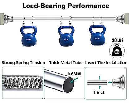 Chrome Tension Shower Curtain Rod – Adjustable 18-39 Inches, Fits 20-38 Inch Spaces, No Drill Rust Resistant Spring Rod for Bathroom, Kitchen, Bedroom, Balcony - color: Chrome, size: 18-39 inch