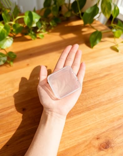 LJY 60 Clear Square Plastic Boxes, 55 x 55 x 35 mm for Packing Samples - color: Transparent, size: Single Size (2.1 x 2.1 x 1.4 inch)