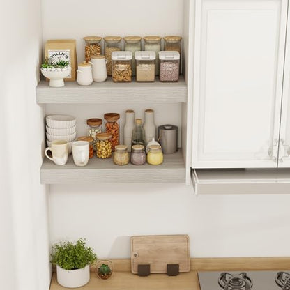 Acovy 24 Inch Floating Shelves, 12" Deep Floating Shelf Wall Mounted, 24" Wall Shelves, Rustic Deep Bookshelf, Extra Deeper & Thicker Display Shelves for Bedroom, Living Room, Gray, Set of 2 - color: Grey, size: 12"Wx24"L-2pcs