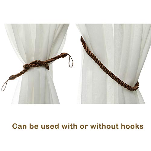 BEL AVENIR Curtain Tiebacks Ropes Tie-Backs,Handmade Holdbacks(Coffee,2P) - color: Coffee, size: 2pack