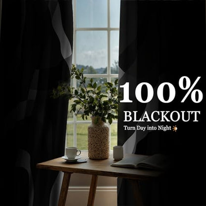 weesire Black and White Blackout Curtains, 52 x 96 Inch, Grommet, 2 Panels - color: P1-black, size: 52"W x 96"L (Pack of 2)