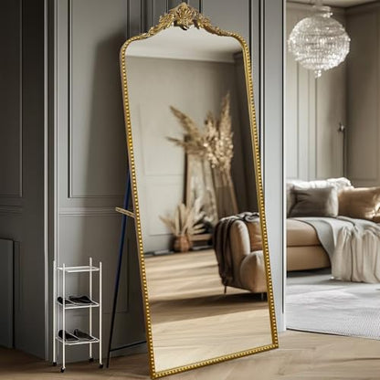 Growsun 75''x30'' Arched Antique Full Length Floor Mirror w/Stand - size: 75"L x 30"W