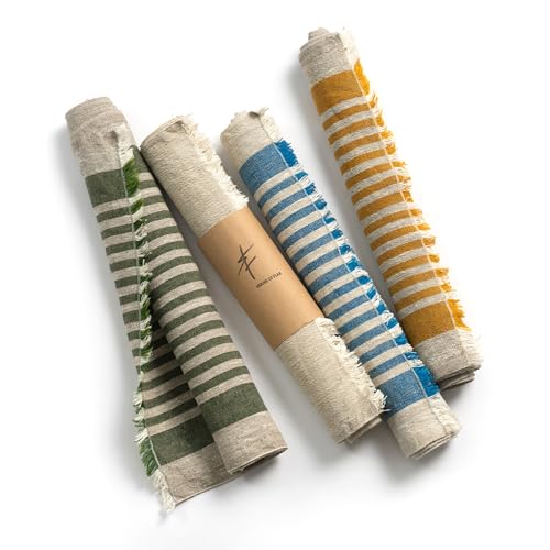 Natural Coarse 100% Linen Table Runner 18 x 95 Inches - Rustic Farmhouse Flax Table Runner for Everyday Use, Holidays & Special Occasions (Mediterranean Blue, 18 x 95 inch) - color: Mediterranean Blue
