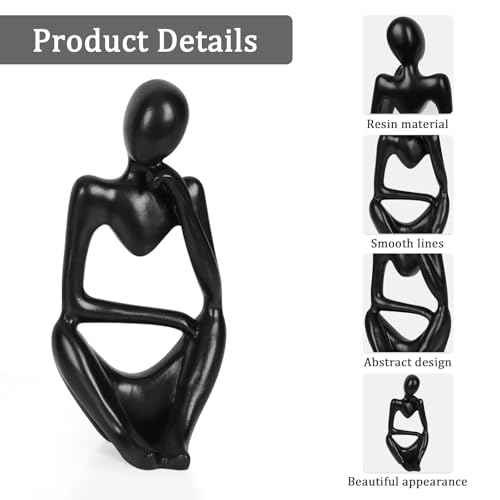 Sandstone Resin Thinker Statue Style Abstract Sculpture, Black, Right - color: Small Black, size: Right 1pc