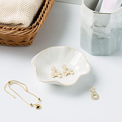 BEUNAIZER Jewelry Dish Tray, Ring Dish, Ceramic Trinket Tray, Key Bowl - color: Milky White