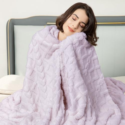 Aganear Fleece Throw Blanket for Couch Sofa 50"x60" Purple - color: Purple, size: Throw(50×60in)