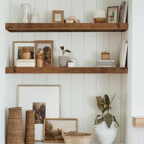 QEEIG Long Floating Shelves for Wall (Brown, Set of 2, 31.5") - color: A. Brown, size: 31.5"