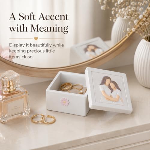 Mother and Daughter Figurines Keepsake Box - Sentimental Jewelry Gift Box for Mom, Grandma, Sister or Best Friend - Unique Birthday, Christmas, Mothers Day Gifts for Women, Female, Girls (Support) - style: Support