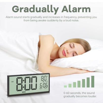 JALL Large Digital Wall Clock Battery Operated, Wall Clock with Big Numbers LCD Display, Digital Clock with Date Day Temperature, Alarm, Auto DST, Clocks for Classroom, Office, Bedroom, Elderly- Black - color: Black, size: 14.5 inches