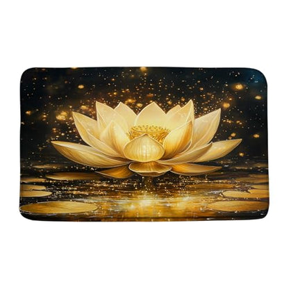AMFD Lotus Bath Mat Black Gold Flower Spa Zen Calming Artistic Floral Bathroom Bathtub Floor Rugs Doormat Toilet Decor,24 x 36 in - size: 24x36 Inch