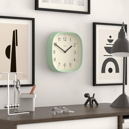 JONES CLOCKS® Sprite wall Clock | Modern Square Clock | 10" | Mint Green - color: Neo Mint