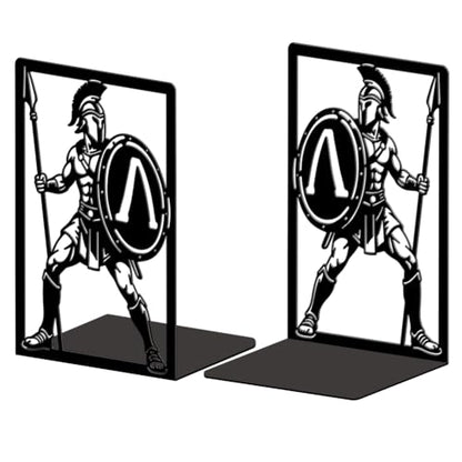 Peacoblue 5.3"x4.3"x7.9" Metal Bookends, Heavy Duty Book Ends for Shelves - style: Spartan Warrior