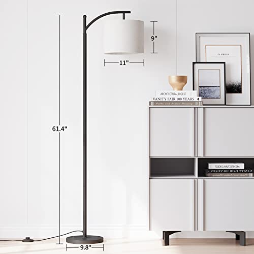 SUNMORY Arc Floor Lamp, Modern Floor Lamp with Remote Control and 9W Bulb - color: Black Remote Control