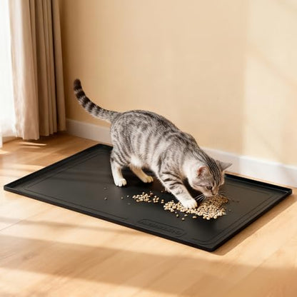 Under Sink Mat 34" X 22", Waterproof Silicone Cabinet Kitchen Liner, Black - color: Black, size: 22"W x 34"L