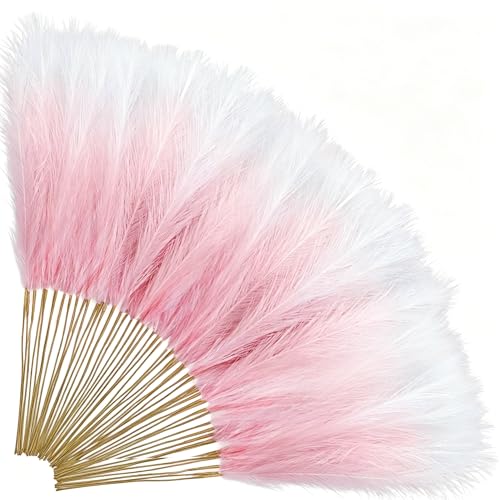 TORONTOKYO 50Pcs 21.6'' Pink Pampas Grass, Faux Pampas Grass Vase Filler - color: Pink, size: 21.6inch-50Pcs