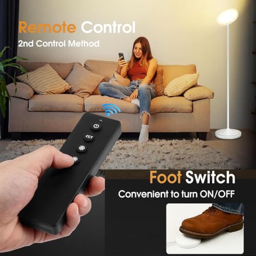 LED Torchiere Floor Lamp with Remote Control, Standing Lamp for Living Room - color: Matte White