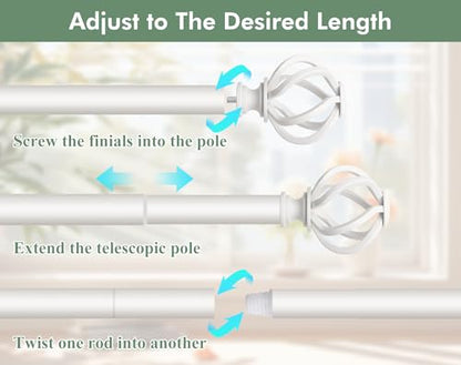 USFOOK White Curtain Rod 32 to 58, Window Treatment Rods with Bracket - color: White, size: 32-58"